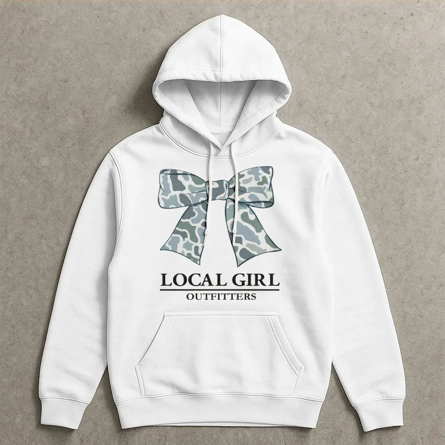 Camo Bow Hoodie | Preppy Southern Aesthetic Graphic Sweatshirt | Premium Cotton Blend | Trendy Gift for Her