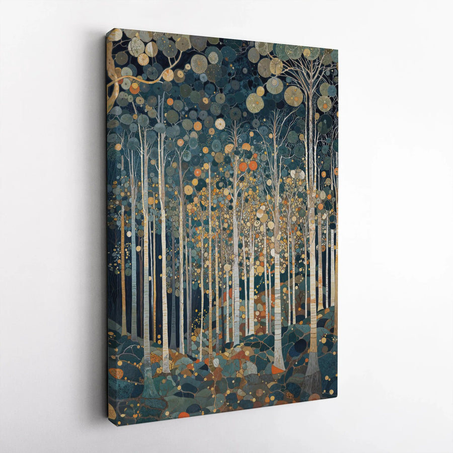 Abstract Birch Tree Wall Art | Mosaic Forest Landscape Canvas | Premium Fade-Resistant Gallery Wrap | Modern Home Decor Gift