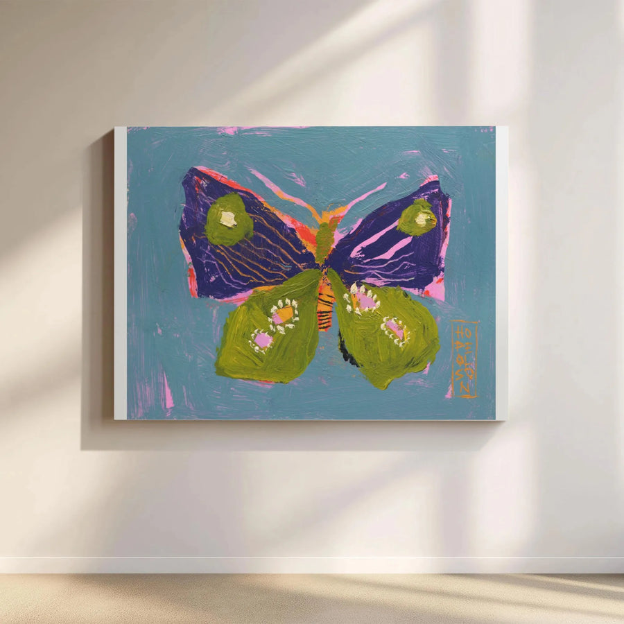 Colorful Butterfly Canvas Wall Art | Abstract Impasto Style Painting Print | Premium 1.25" Gallery Wrapped Canvas | Modern Home Decor Gift for Nature Lovers