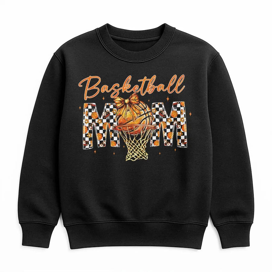Basketball Mom Sweatshirt | Coquette Bow Sports Graphic | Premium Cotton Blend | Game Day Gift for Basketball Mama