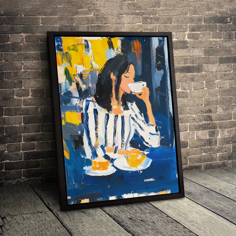 Coffee Shop Wall Art | Abstract Impasto Woman Portrait | Gallery-Wrapped Canvas Print | Modern Kitchen and Living Room Decor Gift