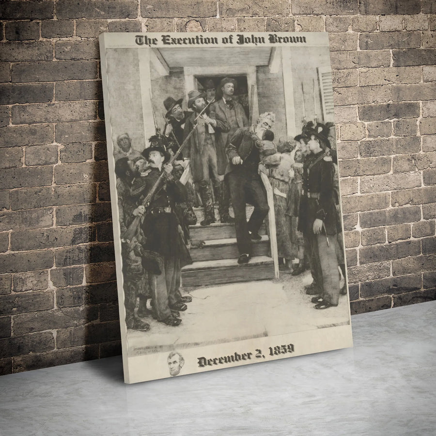 The Execution of John Brown Canvas | Civil War Historical Illustration | Premium Gallery Wrap Wall Art | Abolitionist History Home Decor Gift