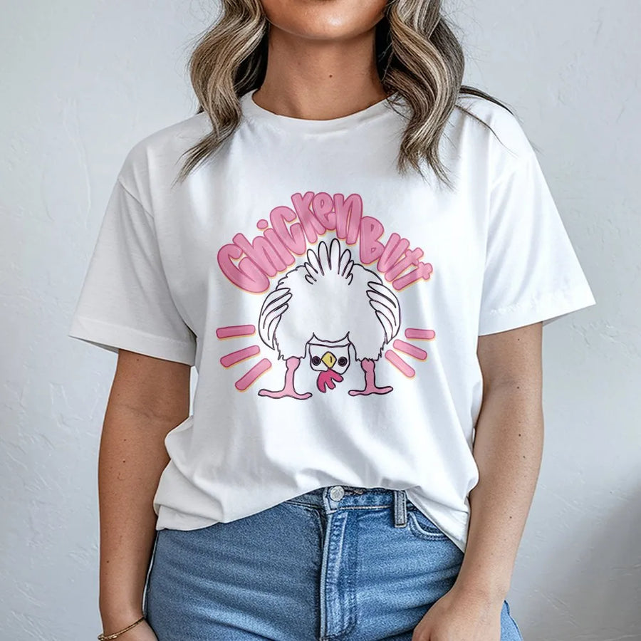 Funny Chicken Butt T-Shirt | Retro Cartoon Chicken Joke Graphic | Premium Cotton Blend Sweatshirt | Humorous Gag Gift for Men & Women