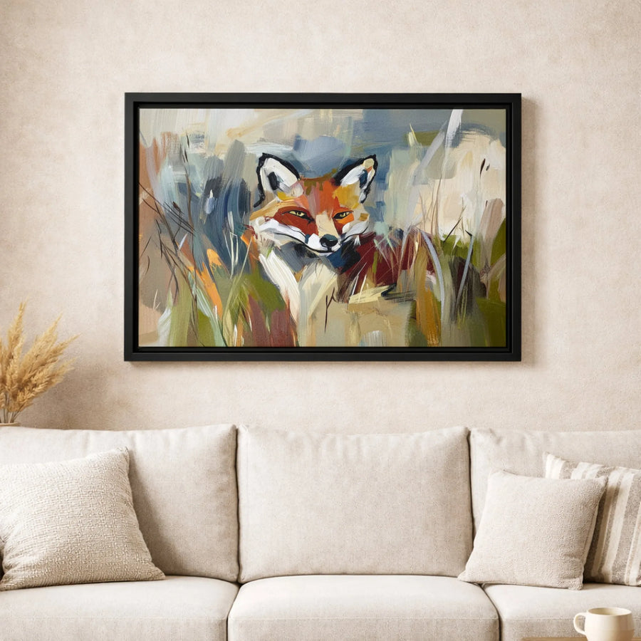 Abstract Fox Wall Art | Modern Animal Portrait With Bold Brushstrokes | Premium 1.25-Inch Gallery Canvas | Nature Lover Gift For Home Decor