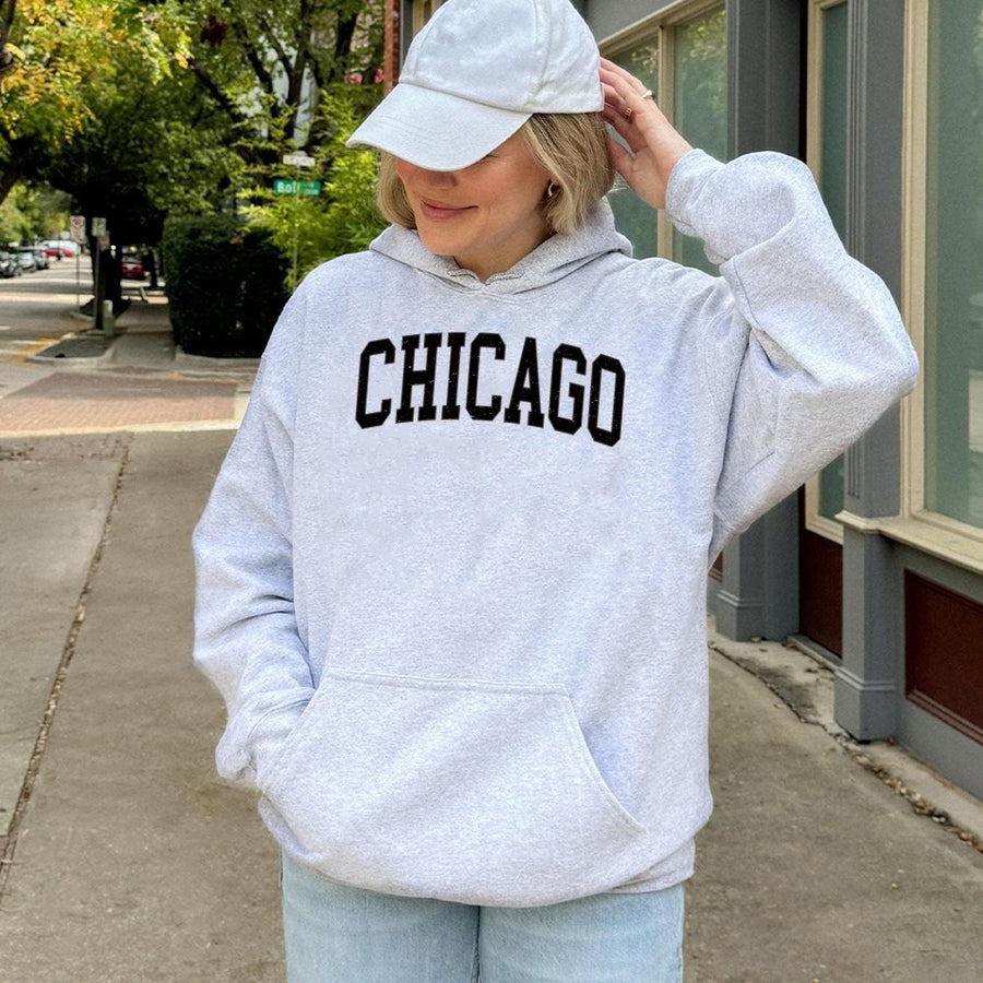 Chicago Hoodie | Vintage Varsity Letter Graphic | Premium Cotton Blend | Unisex Streetwear Gift for City Lovers