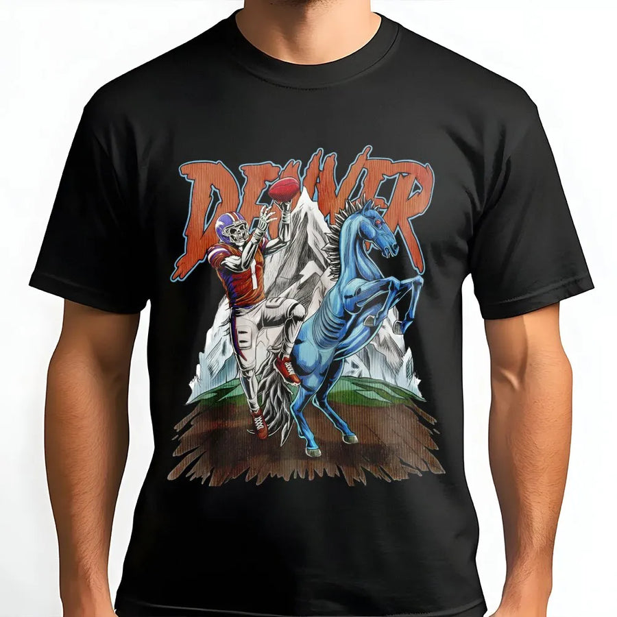 Denver Football Retro T-Shirt, Vintage Broncos, Classic Throwback Fan Apparel T-Shirt Womenswear
