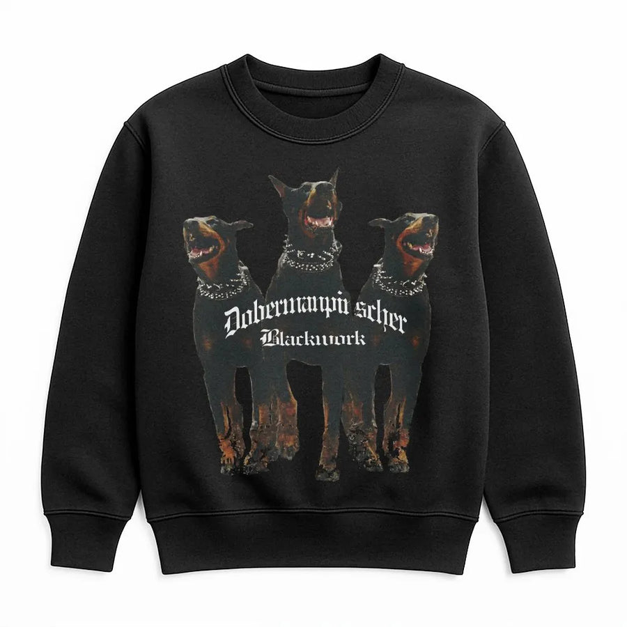 Doberman Pinscher Sweatshirt | Gothic Dog Graphic Print | Premium Cotton Blend | Unisex Streetwear Gift for Dog Lovers