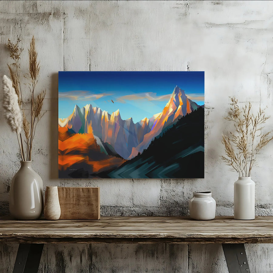 Mountain Sunrise Landscape Canvas Print | Modern Abstract Mountain Wall Art | Premium Gallery Wrap Decor | Nature Lover Gift for Home Office
