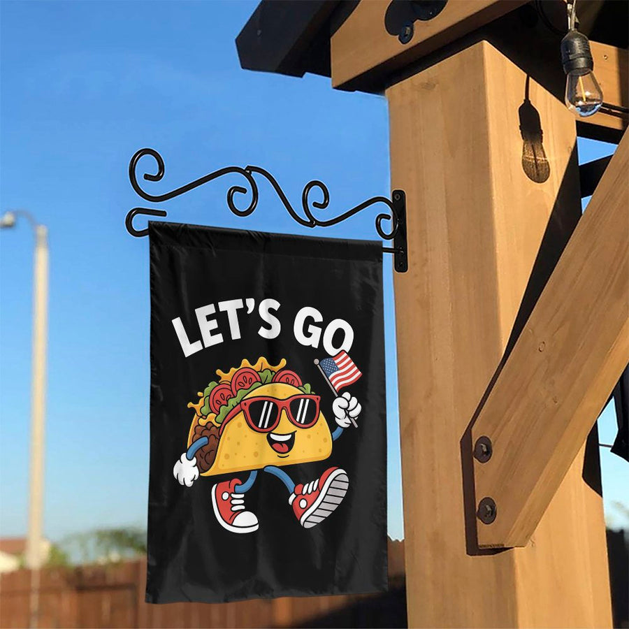 Taco Garden Flag | Patriotic American Flag & Foodie Design | Durable Premium Polyester | Unique Outdoor Yard Decor Gift