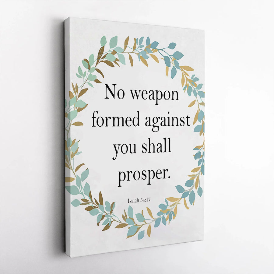 Isaiah 54:17 Canvas Wall Art | No Weapon Formed Against You Scripture Quote | Premium Gallery Print | Christian Home Decor Religious Gift