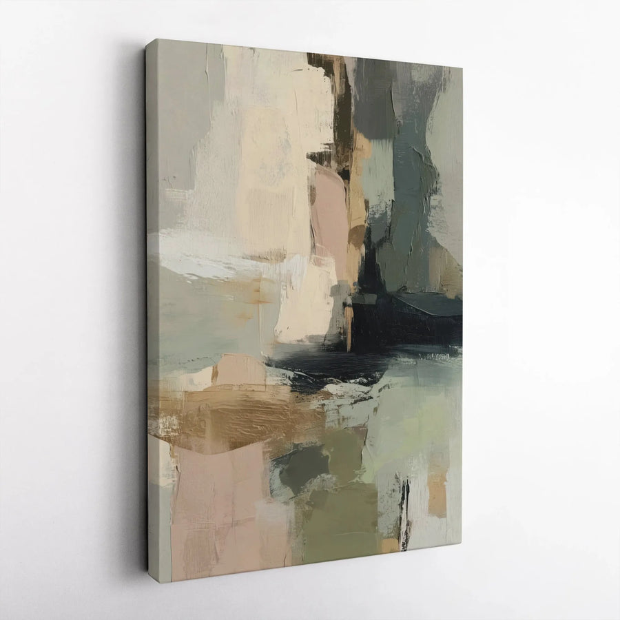 Abstract Wall Art Canvas | Muted Earth Tones Modern Painting | Gallery Quality 1.25 Inch Profile | Premium Home Decor Gift
