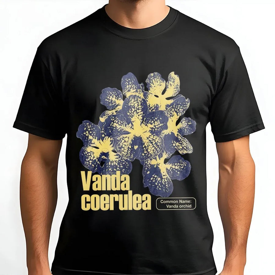 Vanda Coerulea Orchid T-Shirt | Botanical Illustration Graphic Tee | 100% Premium Cotton | Nature Lover Gift for Gardeners