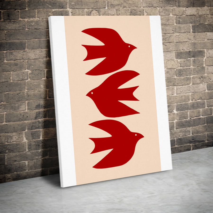 Red Bird iPhone Case | Abstract Minimalist Flying Birds Graphic | Premium Dual-Layer Protective Cover | Aesthetic Phone Accessory Gift