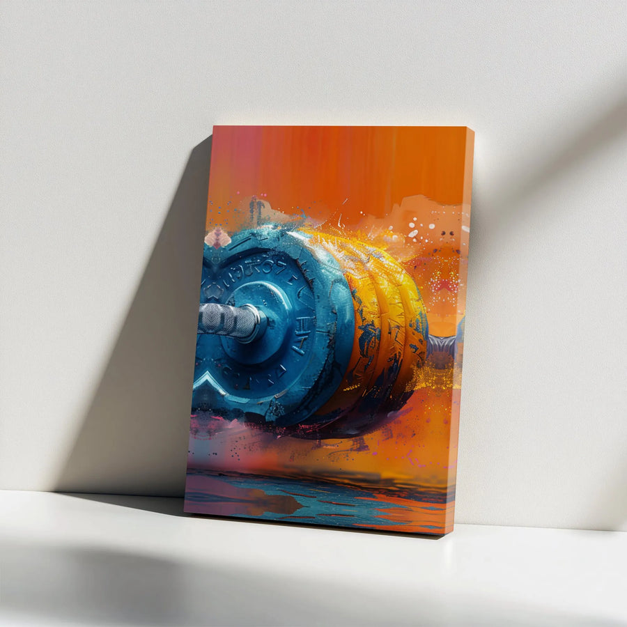 Abstract Barbell Wall Art | Vibrant Weightlifting Canvas Print | 1.25" Premium Gallery Wrap | Motivational Fitness Decor for Home Gym
