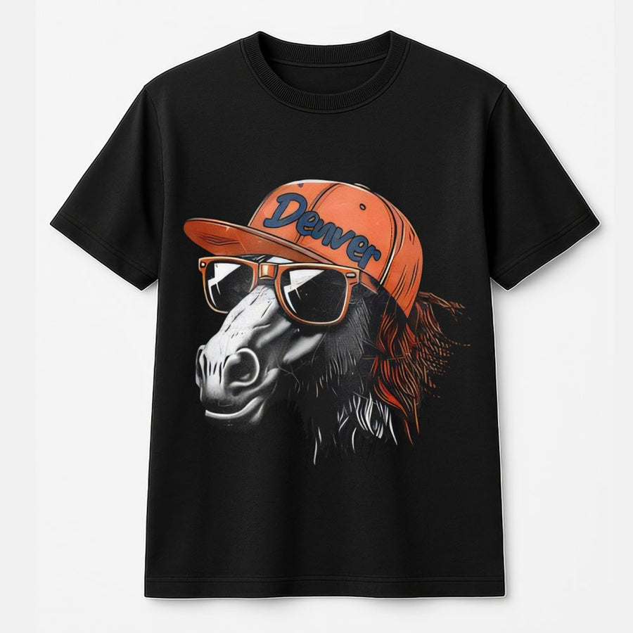 Denver Broncos Horse With Sunglasses And Cap T-Shirt
