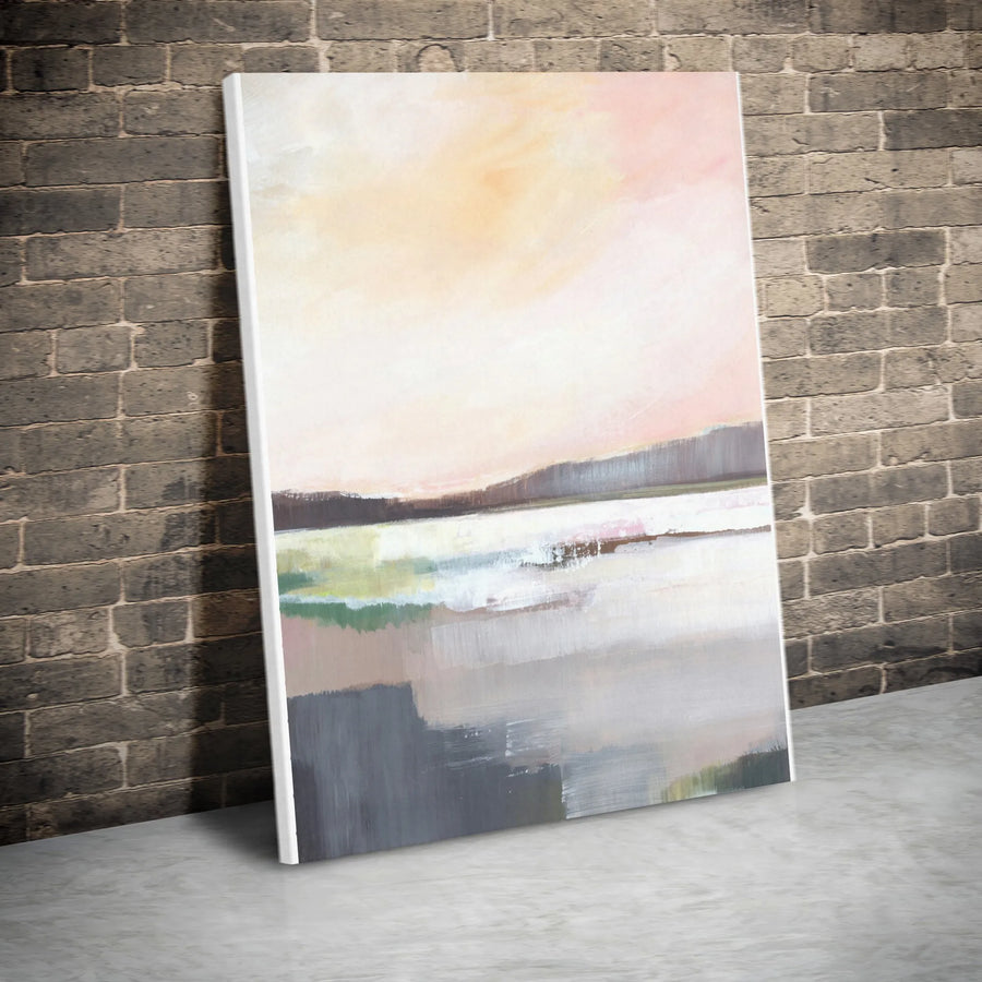 Abstract Landscape Vertical Canvas | Minimalist Coastal Sunset Painting | Premium Gallery Wrapped Canvas | Modern Home Decor Gift
