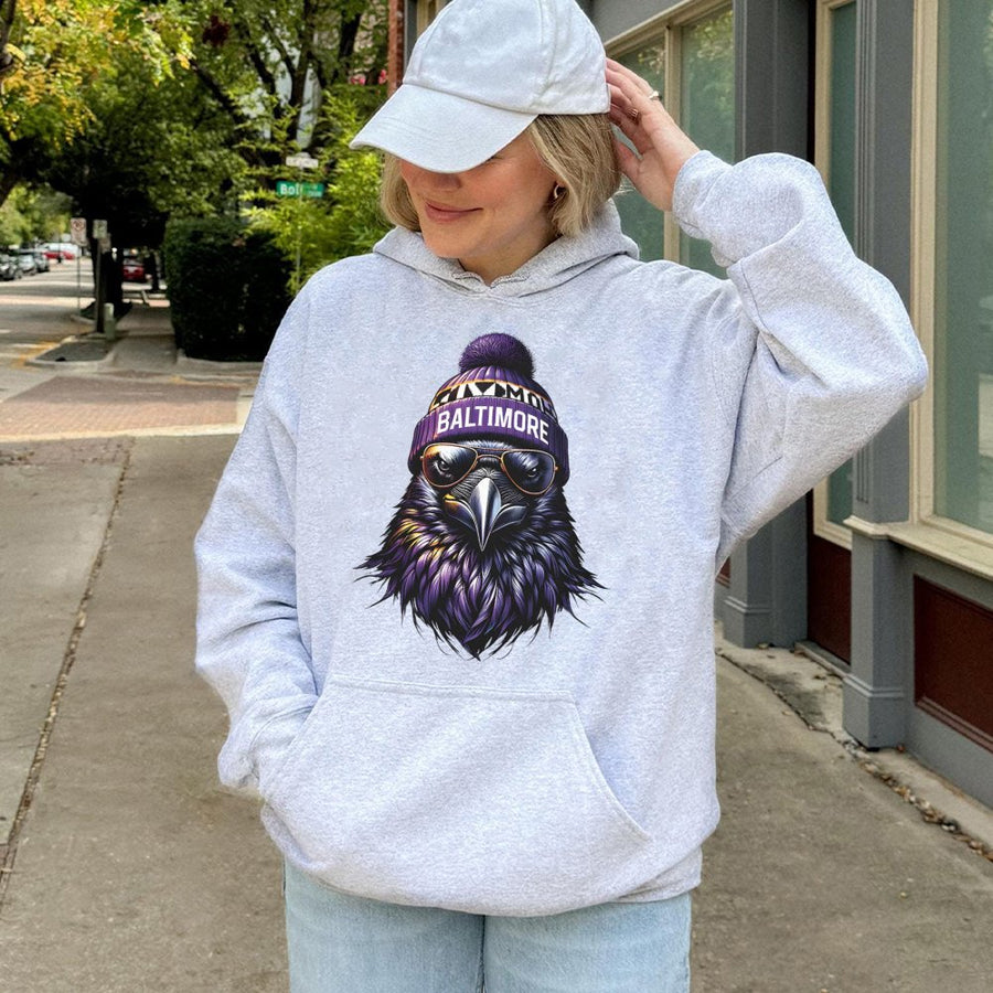 Iv Mm Baltimore Raven Mascot With Sunglasses And Beanie Hoodie