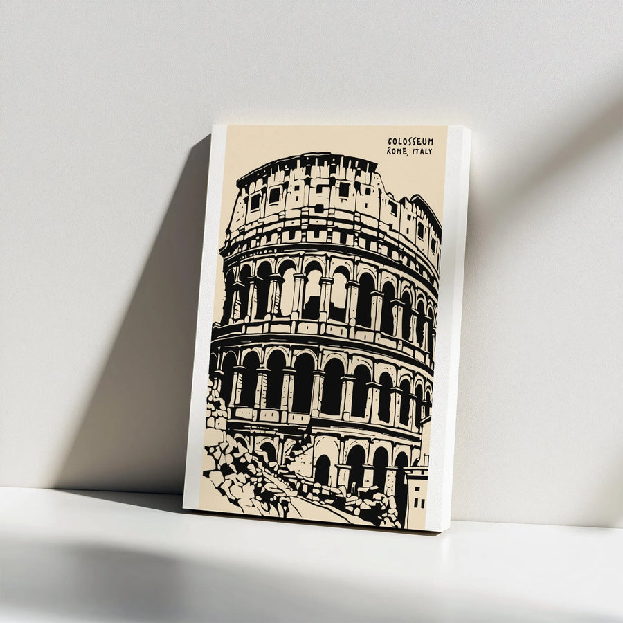 Colosseum Canvas Wall Art | Rome Italy Graphic Illustration | Premium 1.25" Thick Canvas | Travel Lover & History Buff Gift