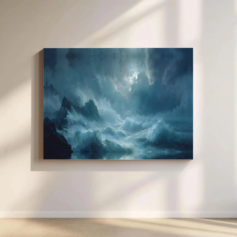 Stormy Ocean Canvas Wall Art | Atmospheric Seascape Painting | Premium Fade-Resistant Print | Large Home & Office Decor Gift