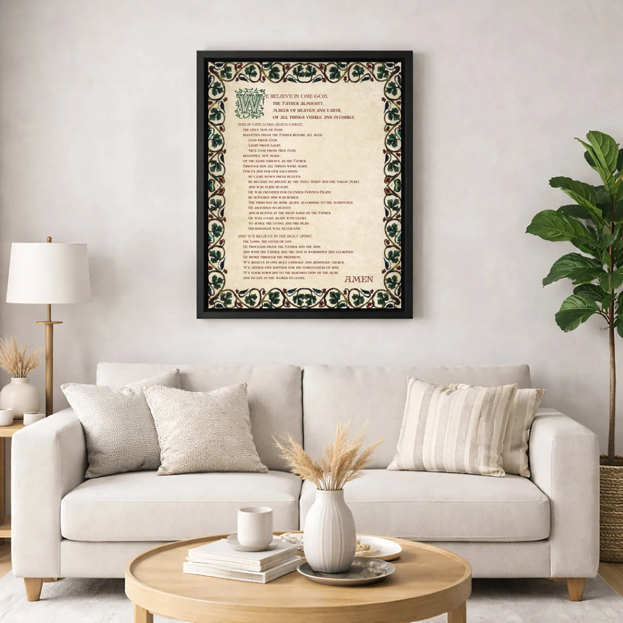 Nicene Creed Wall Art | Illuminated Manuscript Style Religious Canvas Print | Premium Fade-Resistant Gallery Wrap | Christian Home Decor Gift