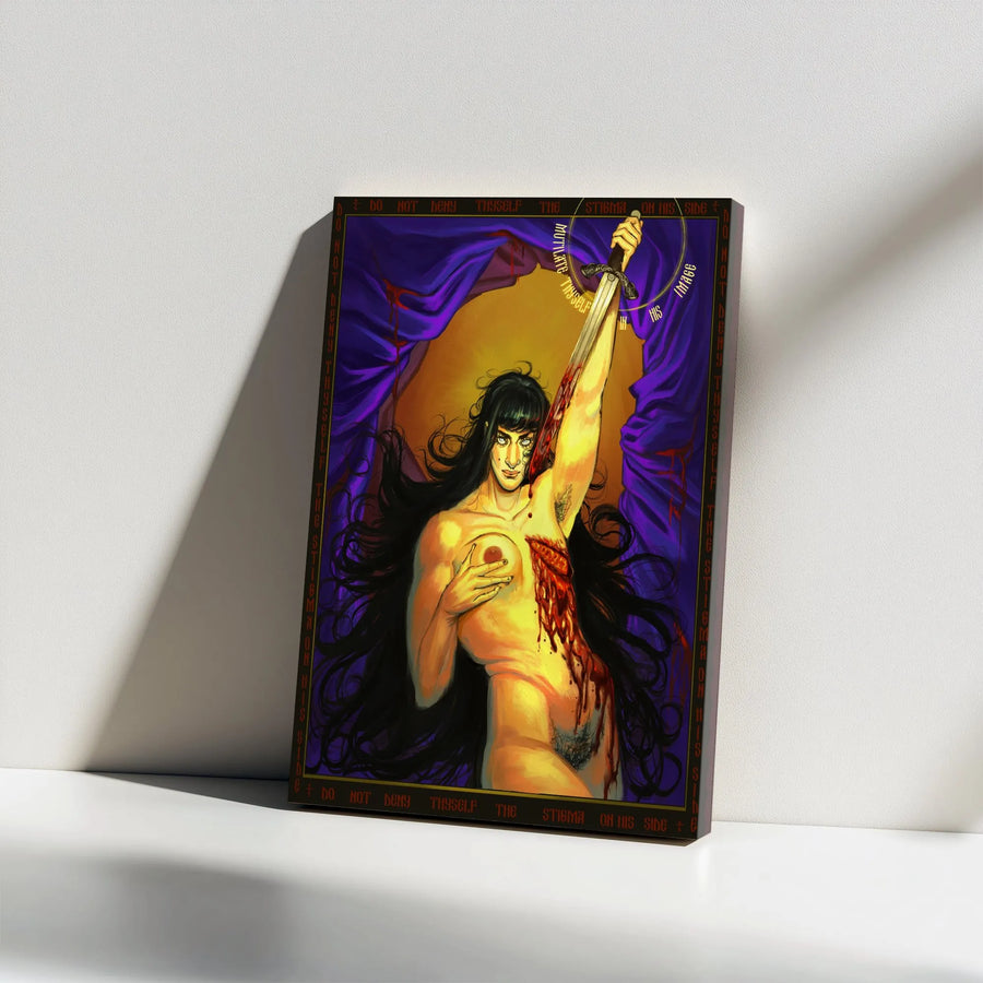Stigmata Gothic Art Vertical Canvas | Dark Fantasy Occult Sword Illustration | Premium 1.25" Gallery Wrap Wall Decor | Unique Gift for Dark Art Collectors