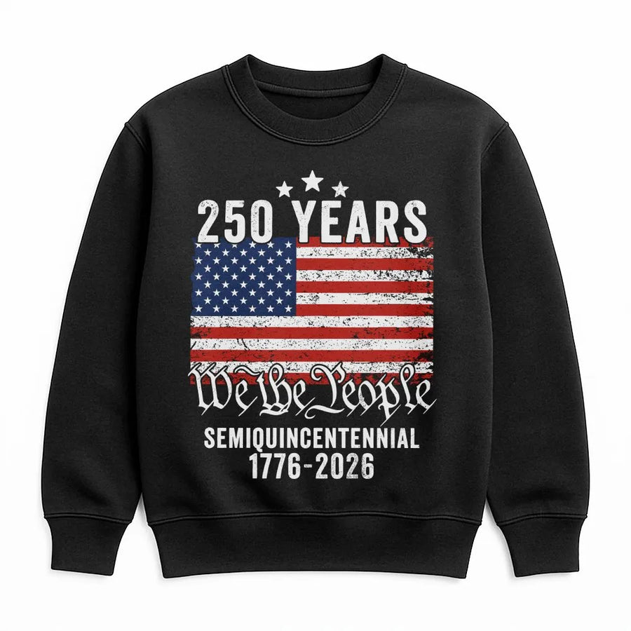 USA 250th Anniversary Sweatshirt | We The People Distressed Flag 1776-2026 | Premium Cotton Blend | Patriotic Collector's Gift for Men Women
