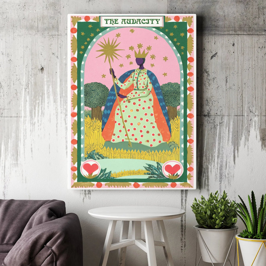 The Audacity Tarot Card Vertical Canvas | Modern Folk Art Print | Premium Gallery Wrapped Canvas | Inspirational Wall Decor Gift for Her