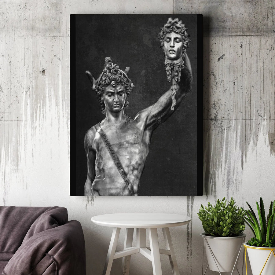 Perseus with the Head of Medusa Canvas Print | Classic Renaissance Sculpture Wall Art | Premium Gallery Wrapped Decor | Greek Mythology Art Gift