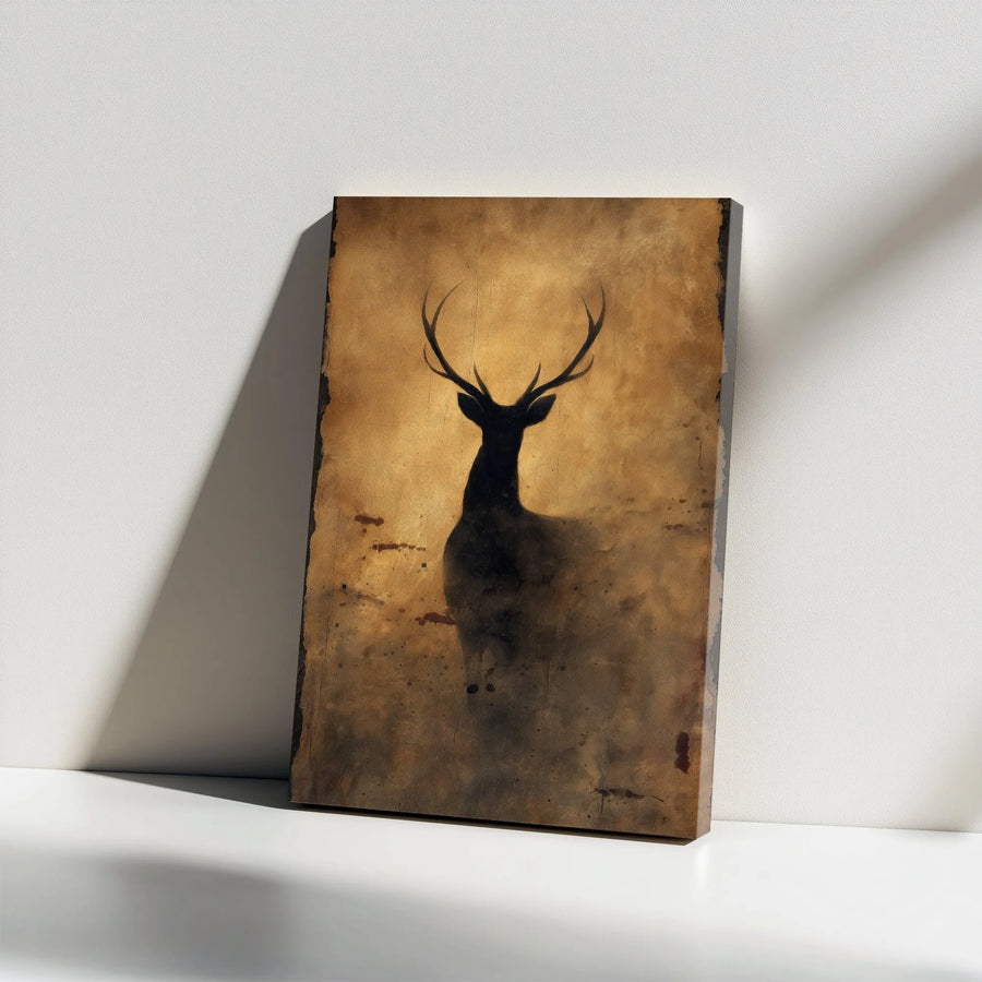 Rustic Deer Silhouette Canvas Print | Minimalist Stag Wall Art | Premium 1.25" Thick Gallery Canvas | Cabin & Lodge Decor Gift For Hunter