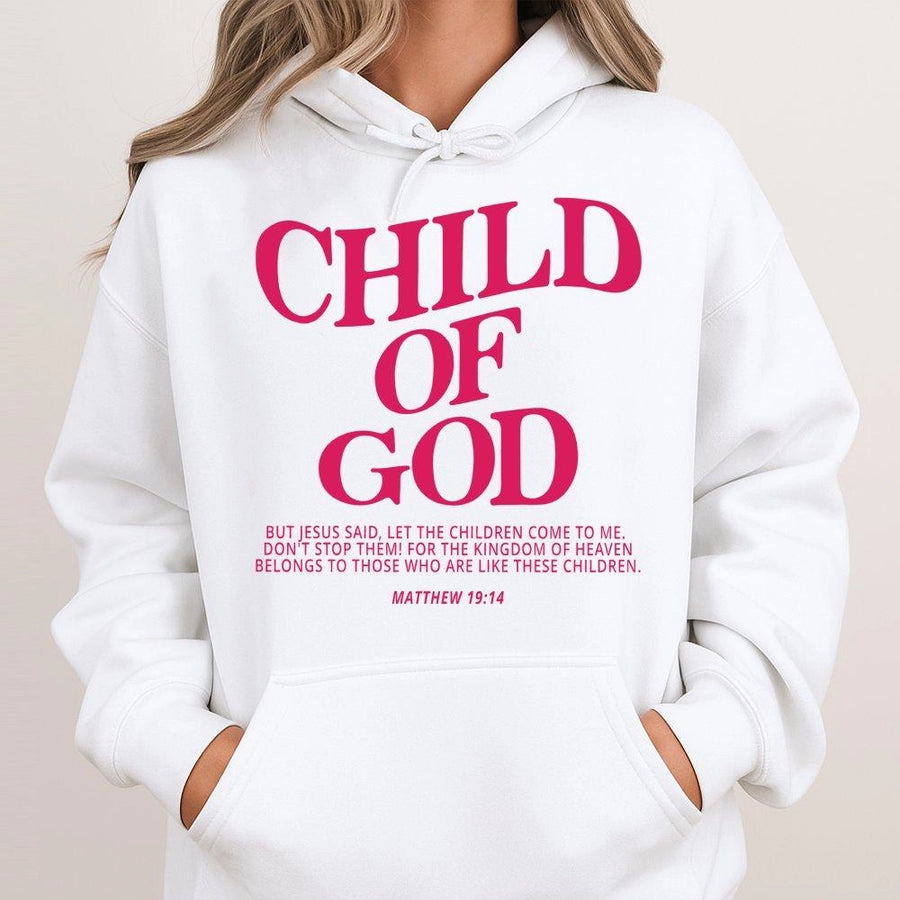 Child Of God Hoodie | Matthew 19:14 Bible Verse Graphic | Premium Cotton Blend | Christian Apparel Gift for Men and Women