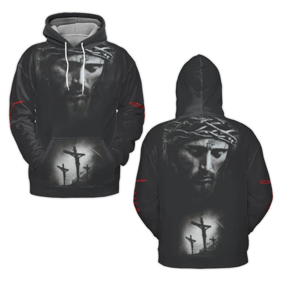 Jesus Crown Of Thorns 3D Hoodie | Religious Crucifixion Art | Premium Brushed Fleece Pullover | Christian Faith Gift For Men And Women