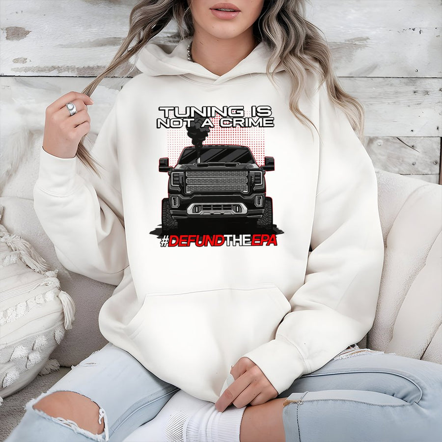 Tuning Is Not A Crime Hoodie | Diesel Truck Graphic Sweatshirt | Premium Cotton Blend | Gift for Car Enthusiasts and Gearheads