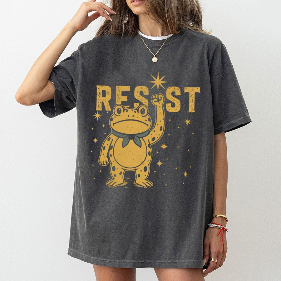 Resist Frog T-Shirt | Vintage Graphic Activist Print | 100% Premium Cotton Tee | Unisex Gift for Protest and Social Justice