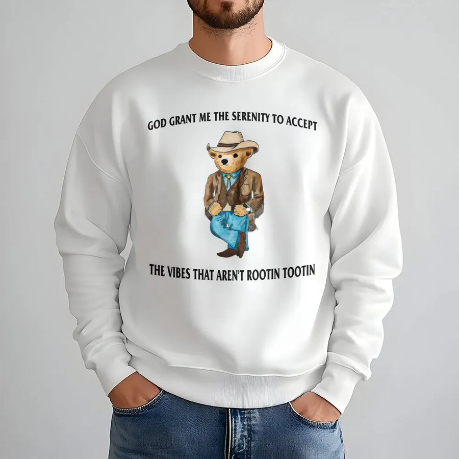 Cowboy Teddy Bear Sweatshirt | Funny Western Graphic Quote | Premium Cotton Blend Crewneck | Gift for Country Music Lovers