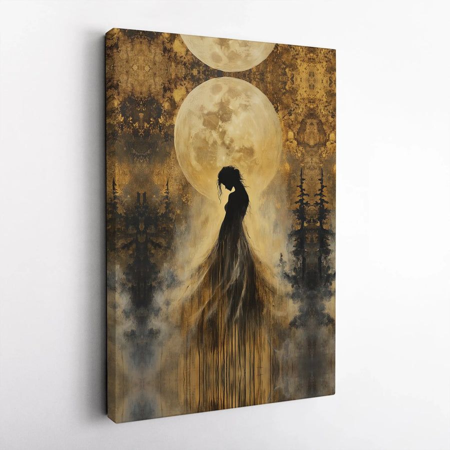 Gothic Moon Canvas Print | Abstract Celestial Goddess Art | Premium Gallery Wrapped Canvas | Dark Academia Home Decor Gift