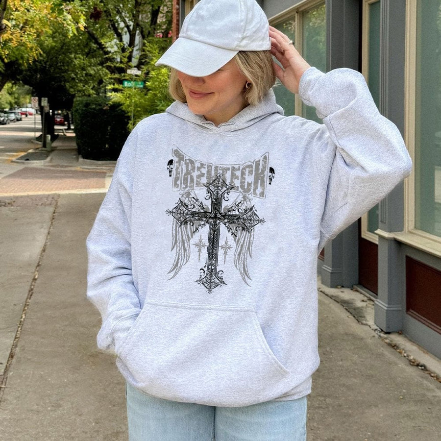 Gothic Cross Hoodie | Angel Wing Religious Graphic | Premium Cotton Blend | Streetwear Aesthetic Gift for Him or Her