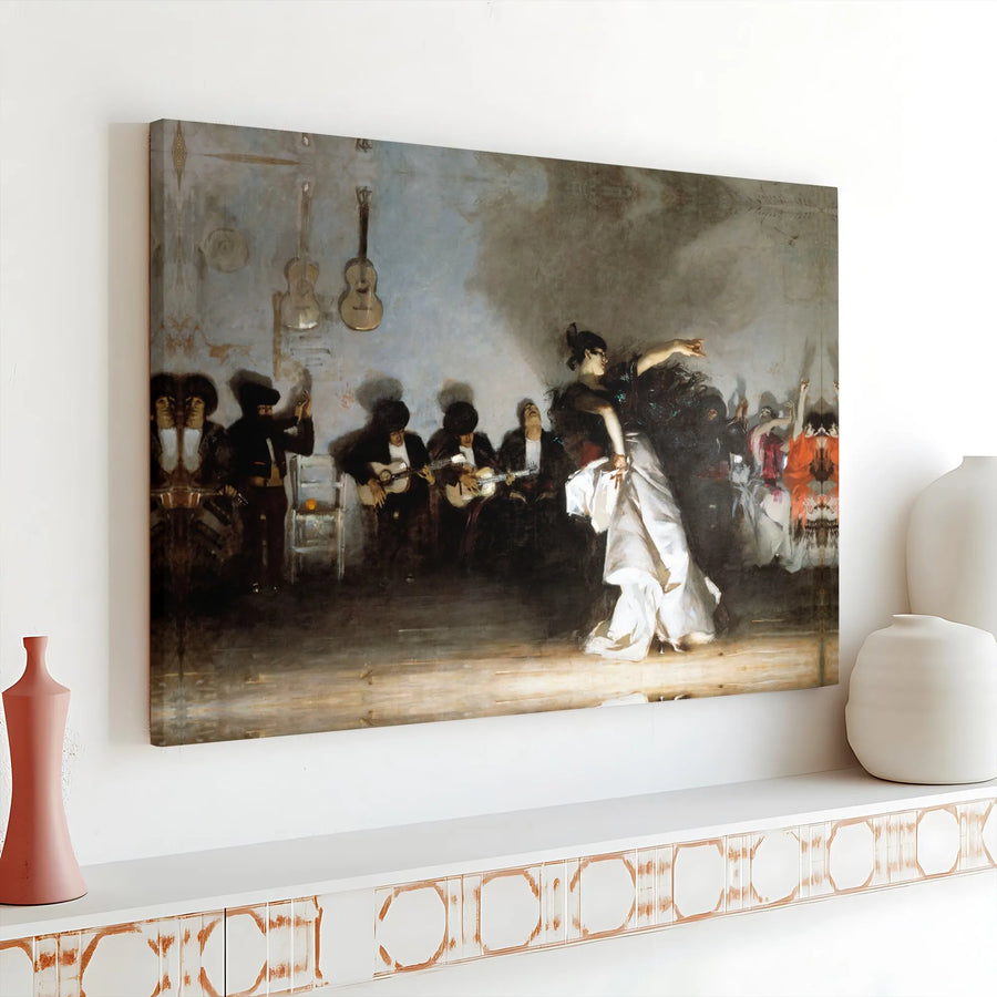 El Jaleo by John Singer Sargent Canvas Art | Famous Spanish Flamenco Dancer Painting | Premium Gallery Wrapped Canvas | Collector's Fine Art Home Decor Gift