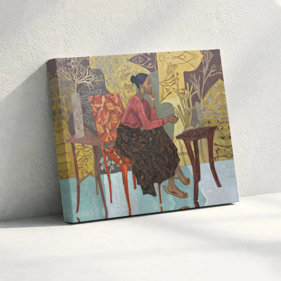 Modern African Art Canvas Print | Figurative Woman Painting | Premium Gallery Wrapped 1.25" Deep Canvas | Living Room Wall Decor Gift