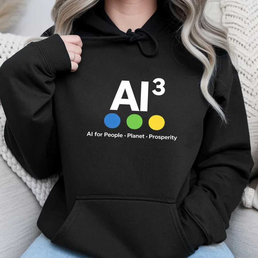 AI Hoodie | AI for People Planet Prosperity Graphic | Premium Cotton | Unisex Gift for Tech Enthusiast