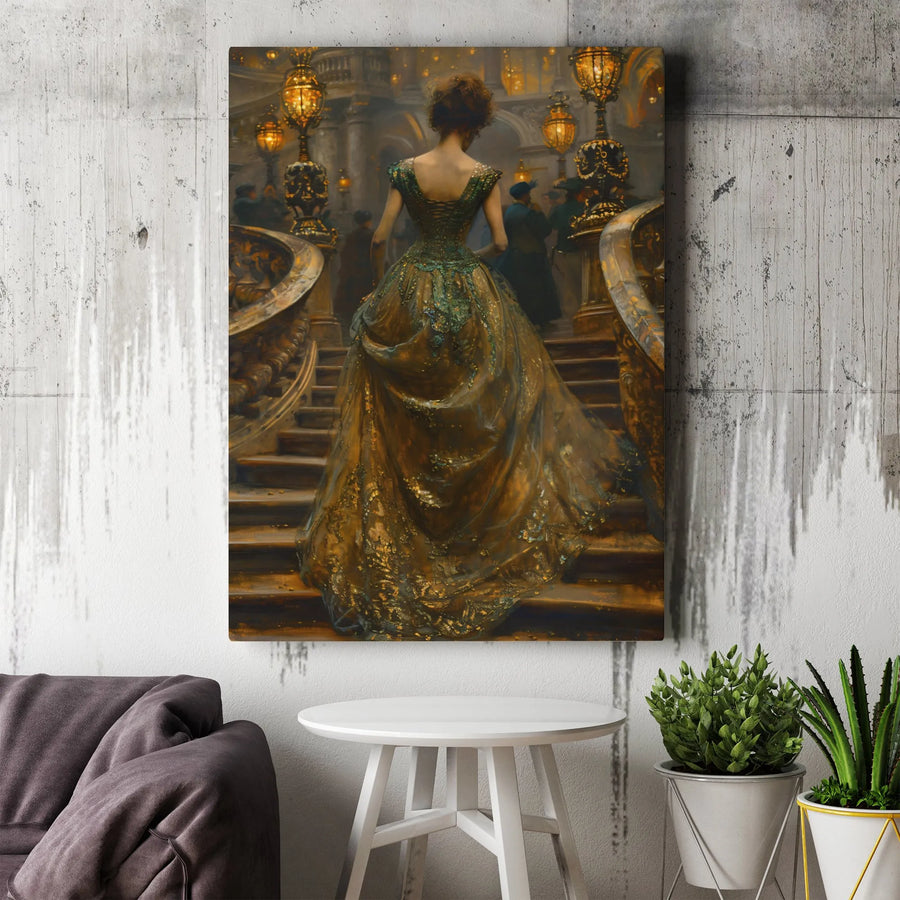 Vintage Victorian Woman Painting | Elegant Ballgown Art Print | Gallery Quality 1.25-Inch Thick Canvas | Sophisticated Home Decor Gift