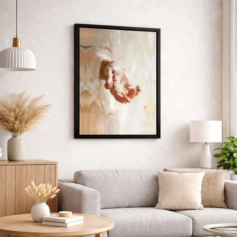 Jesus Hand Wall Art Canvas | Come Unto Me Outstretched Hand Print | Premium 1.25 Inch Gallery Wrap | Religious Christian Home Decor Gift