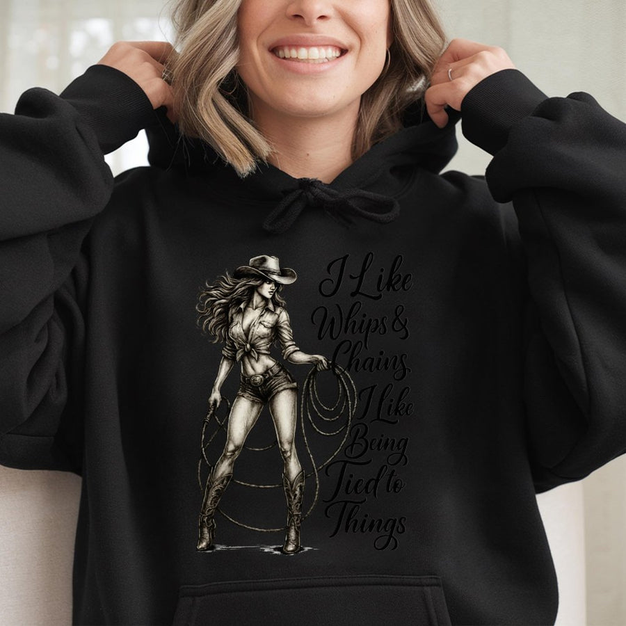 Cowgirl Graphic Hoodie | Western Rodeo Lasso Design | Premium Cotton Blend | Gift for Country Music Fans