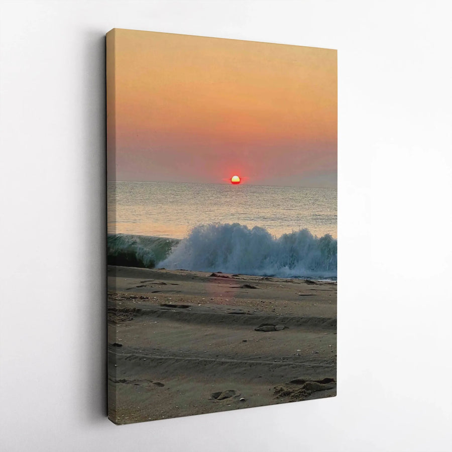 Ocean Sunrise Wall Art | Coastal Breaking Wave Canvas Print | Premium 1.25-inch Gallery Wrap | Serene Beach Home Decor Gift
