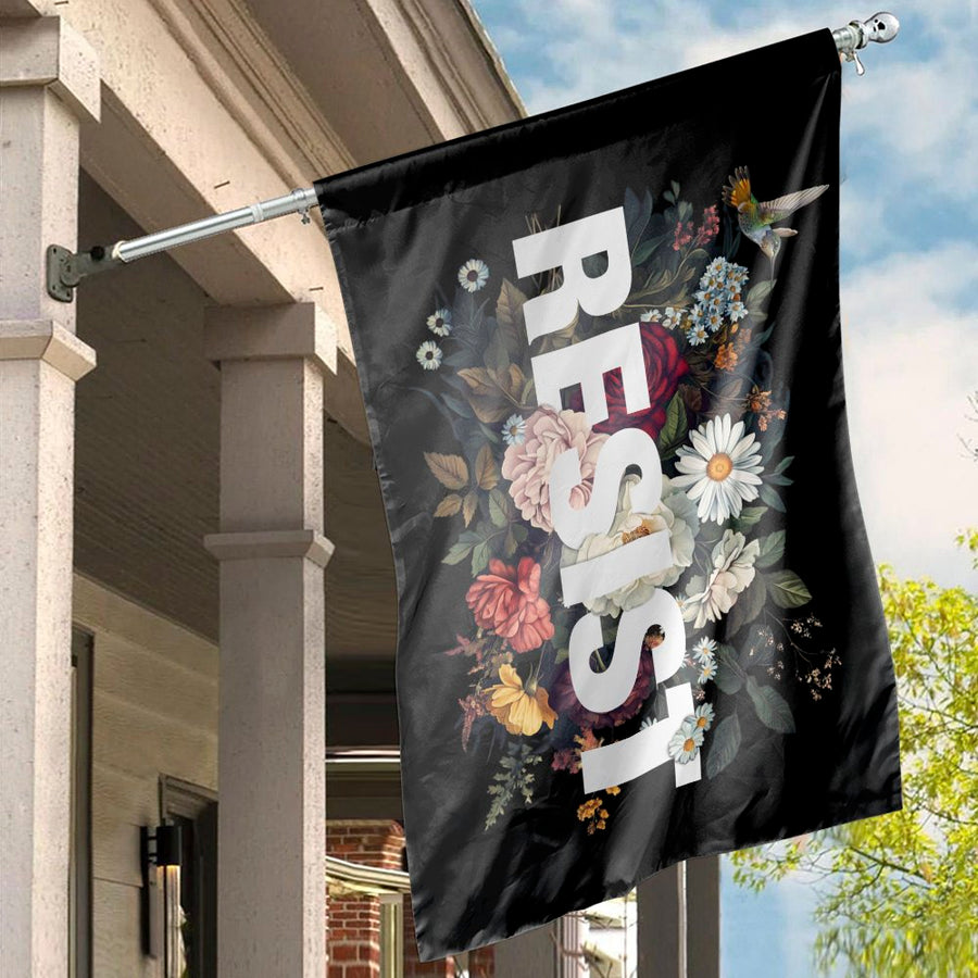 Resist Flag | Floral Protest Art Banner | UV-Resistant Premium Polyester | Empowerment Gift for Activists
