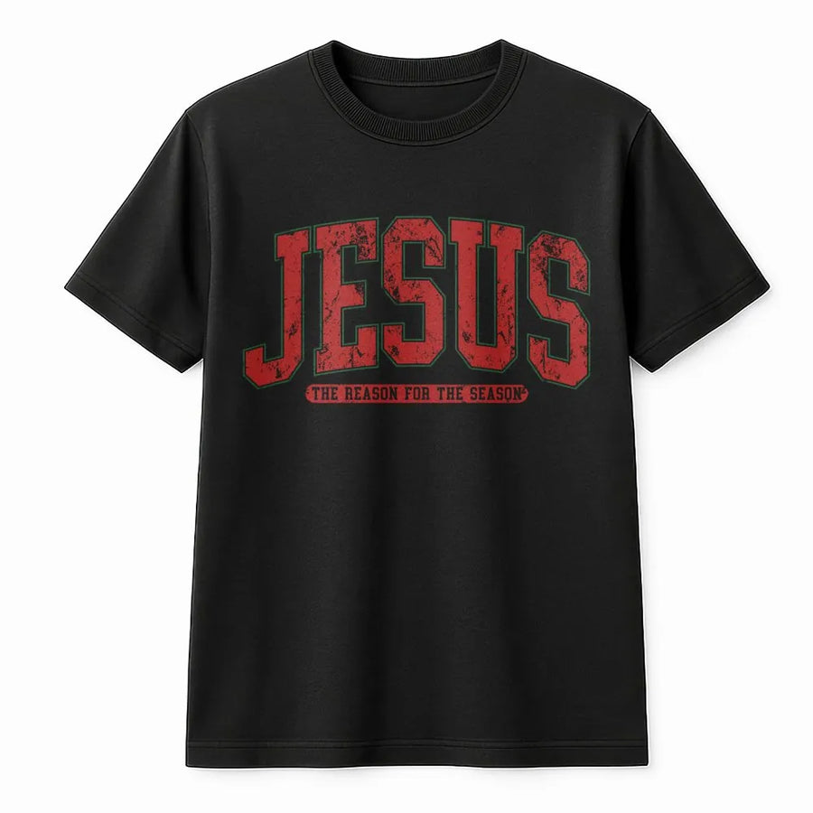 Jesus The Reason For The Season T-Shirt | Vintage Distressed Graphic | Premium Soft Cotton | Christian Religious Gift For Christmas