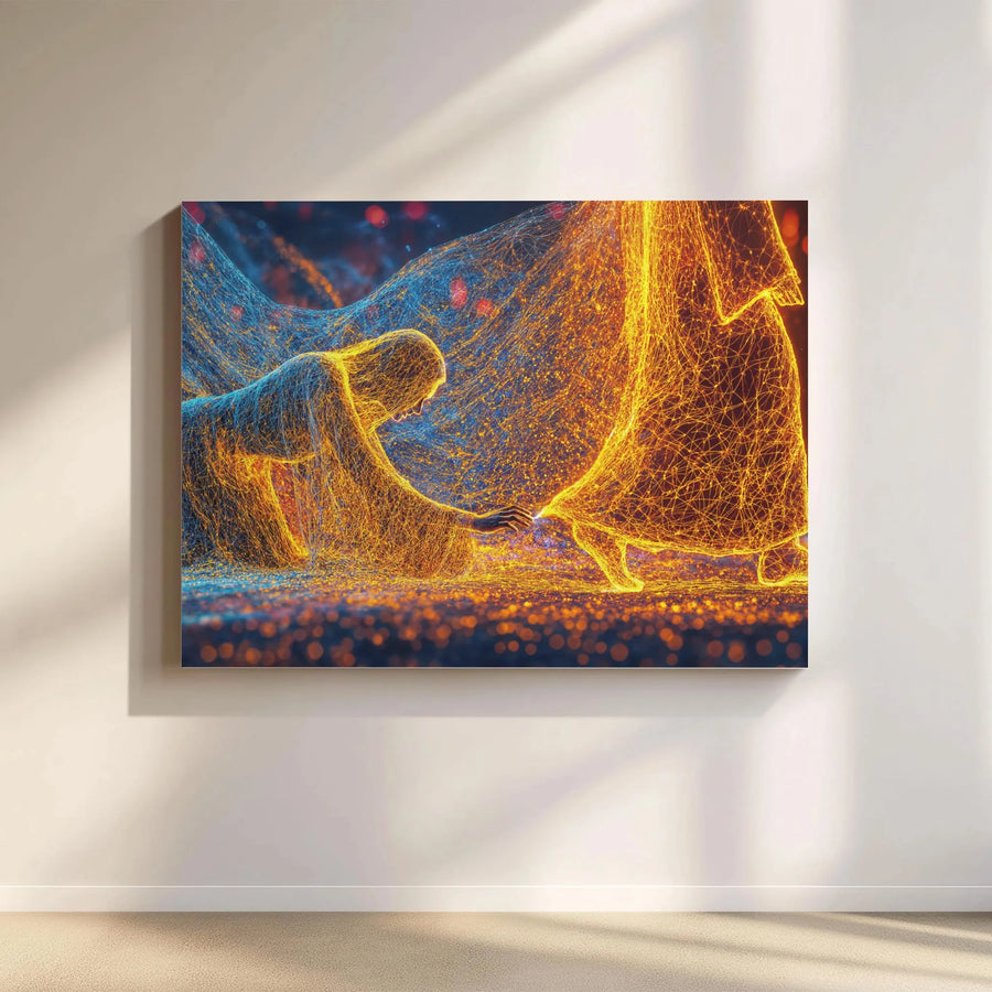 Woman Touching Jesus Hem Canvas Print | Modern Abstract Healing Art | Premium Gallery Wrap Wall Decor | Christian Faith Religious Gift