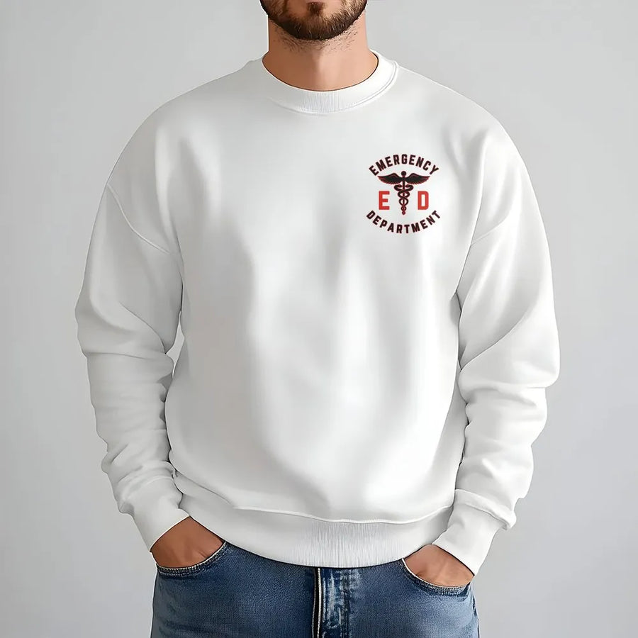 Emergency Department Sweatshirt | ER Caduceus Medical Logo | Premium Cotton Blend Crewneck | Gift for ER Nurse, Doctor, Tech