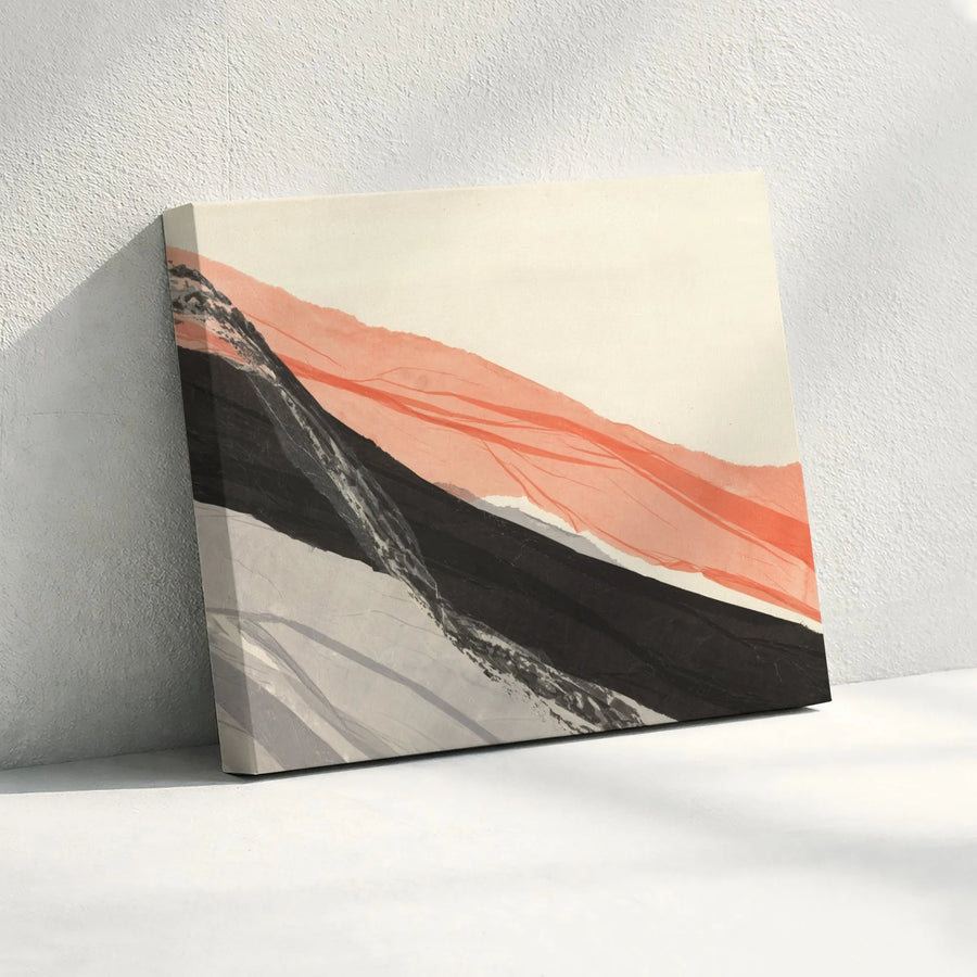 Abstract Landscape Horizontal Canvas | Modern Peach and Black Minimalist Wall Art | Premium 1.25 Inch Gallery Wrap | Elegant Home and Office Decor Gift