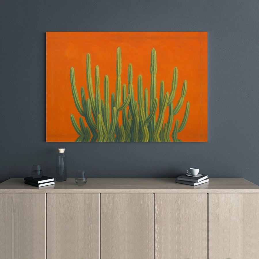 Desert Cactus Wall Art | Mid-Century Modern Botanical Print | 1.25" Premium Gallery Wrapped Canvas | Southwestern Home Decor Gift