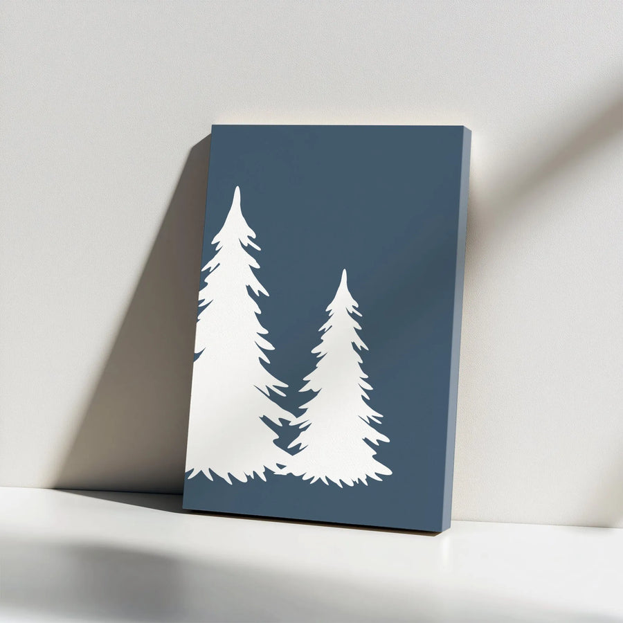 Pine Tree Canvas Wall Art | Minimalist Forest Silhouette Print | Premium Gallery Wrapped Canvas | Modern Rustic Cabin Decor Gift